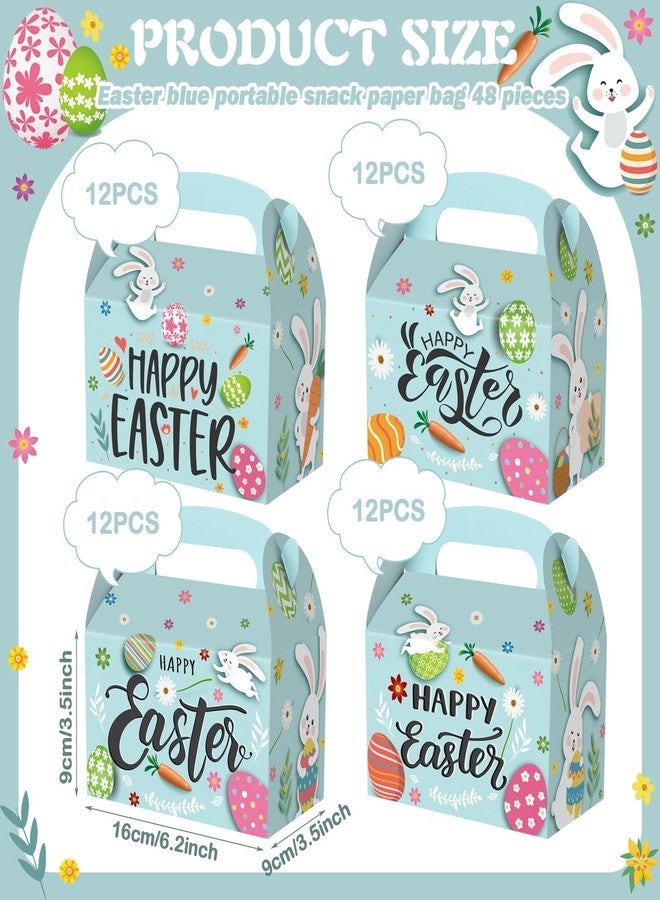 Soaoo 48 Pcs Happy Easter Treat Boxes Paper Boxes for Candy, Cookies and Party Supplies, Cute Cardboard with Handles Wedding Birthday Holiday Goodies (Happy Easter) - Image 2